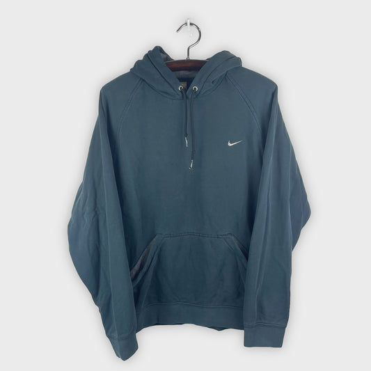 Vintage Y2K Nike Swoosh Grey Tag Navy Hoodie (L)