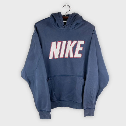 Vintage Nike Logo Grey Tag Navy Hoodie (XL)