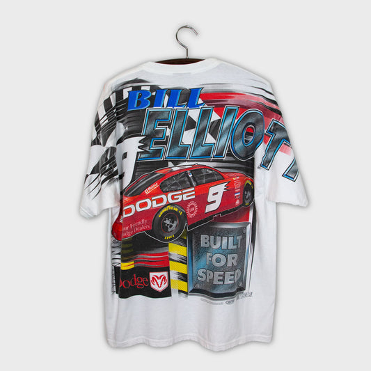 Vintage Chase Authentics 2001 Bill Elliot All Over Print NASCAR Racing T-Shirt (XL)