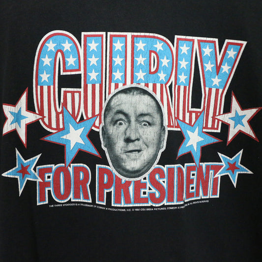 Vintage Single Stitch The Three Stooges "Curly For President" T-Shirt (XL)