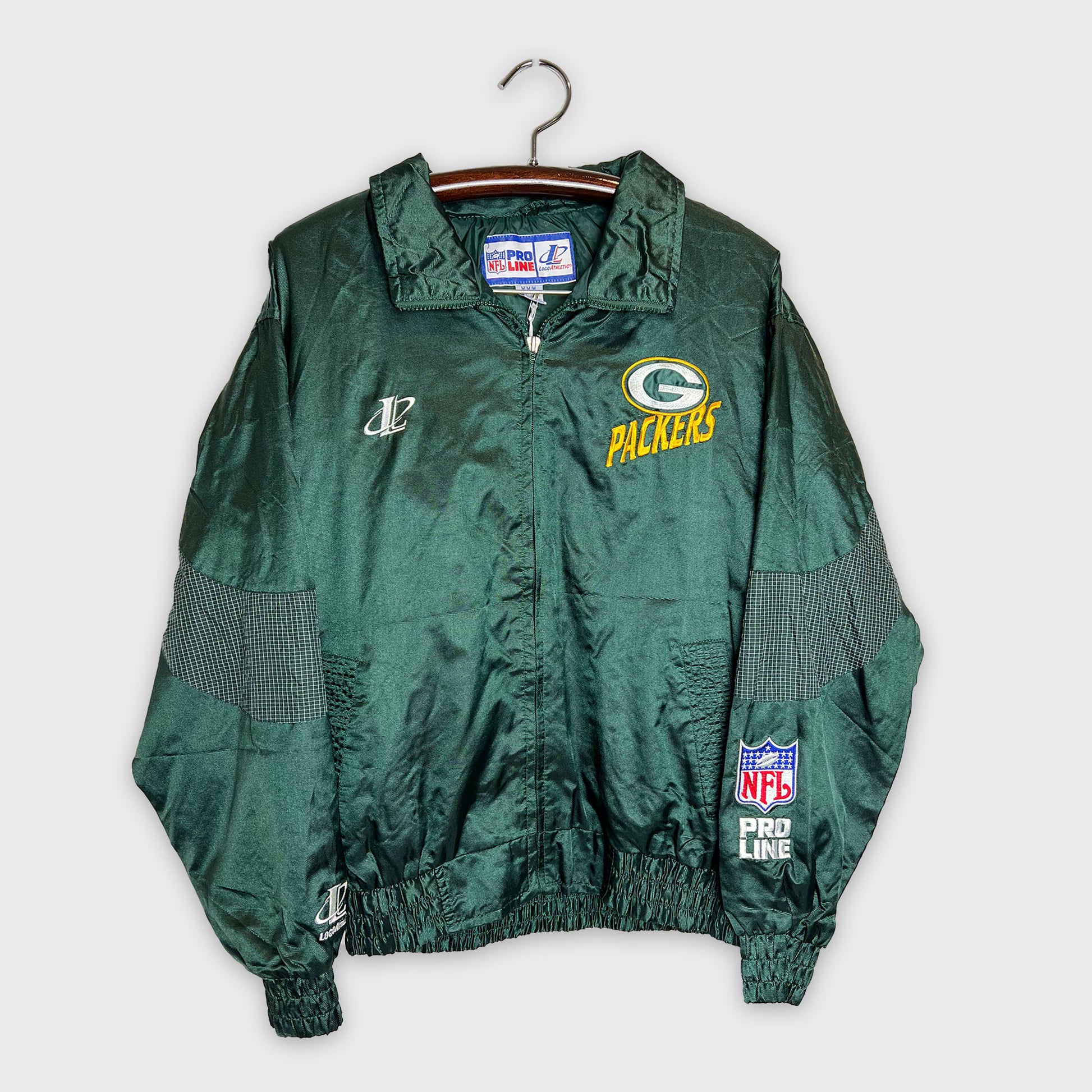 Vintage NFL Pro Line Green Green Bay Packers Zip Up Quitted Coat