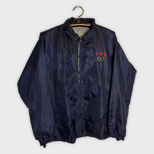 Vintage USA Olympics Navy Windbreaker Jacket (L)