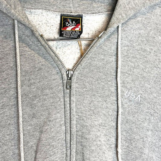 Vintage USA Olympics Grey Zip up Hoodie (XL)